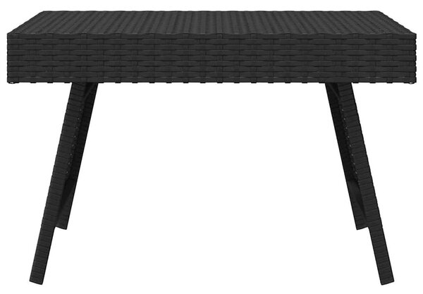 Fekete összecsukható polyrattan kisasztal 60 x 40 x 38 cm