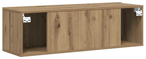 Kézműves tölgy színű szerelt fa fali TV-szekrény 80x30x30 cm