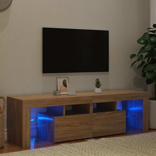 Sonoma tölgy színű TV-szekrény LED-lámpákkal 140 x 36,5 x 40 cm