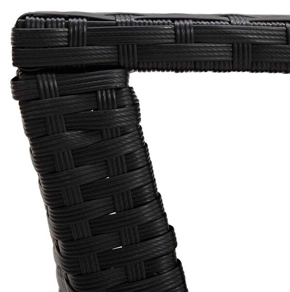 Fekete polyrattan dohányzóasztal 100 x 50 x 40 cm