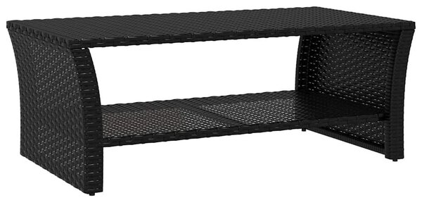 Fekete polyrattan dohányzóasztal 100 x 50 x 40 cm