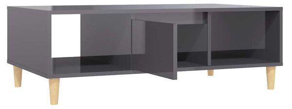 Magasfényű szürke szerelt fa dohányzóasztal 103,5 x 60 x 35 cm