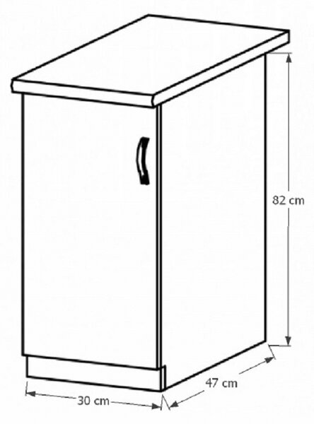 Alsó konyhaszekrény D30L Sillina (milano dió)