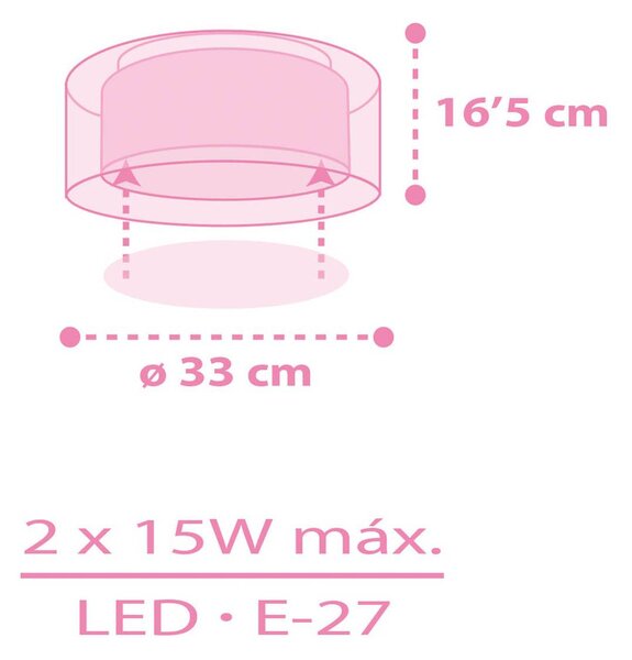 Dalber UNICORNS gyermek mennyezeti világítás, rózsaszín, 1 izzó, dimmelhető, Lila / pink / rózsaszín, Gyermekszoba, Műanyag
