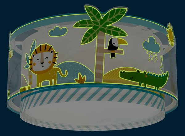 Dalber mennyezeti lámpa LITTLE JUNGLE, fehér/sárga, dimmelhető, Gyermekszoba, Műanyag