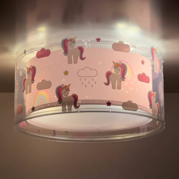 Dalber UNICORNS gyermek mennyezeti világítás, rózsaszín, 1 izzó, dimmelhető, Lila / pink / rózsaszín, Gyermekszoba, Műanyag