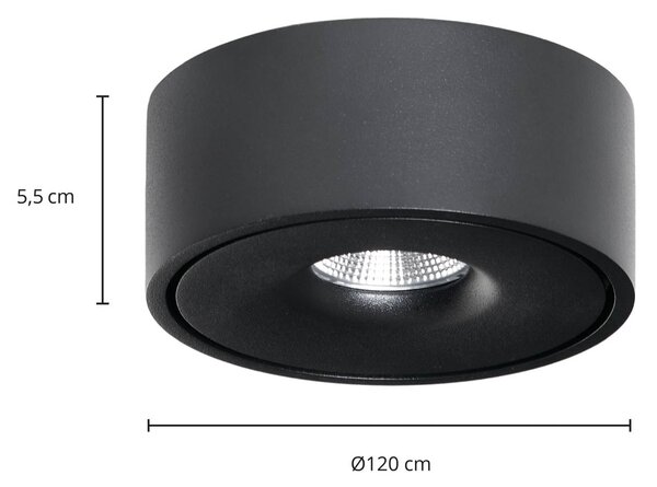 Arcchio Rotari LED mennyezeti lámpa, fekete, fém, Ø 12 cm, dimmelhető, Fekete, Nappali / Étkező, Alumínium, Modern