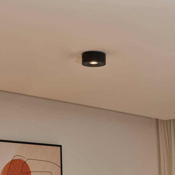 Arcchio Rotari LED mennyezeti lámpa, fekete, fém, Ø 12 cm, dimmelhető, Fekete, Nappali / Étkező, Alumínium, Modern