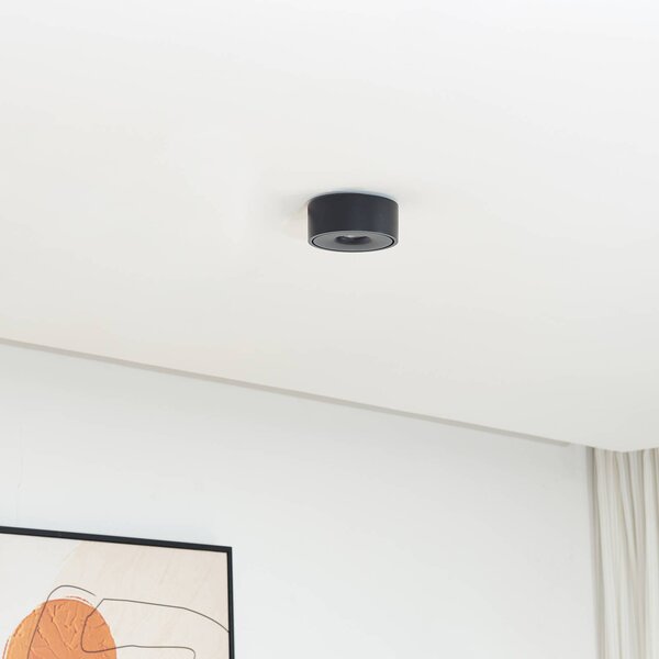 Arcchio Rotari LED mennyezeti lámpa, fekete, fém, Ø 12 cm, dimmelhető, Fekete, Nappali / Étkező, Alumínium, Modern
