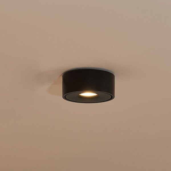 Arcchio Rotari LED mennyezeti lámpa, fekete, fém, Ø 12 cm, dimmelhető, Fekete, Nappali / Étkező, Alumínium, Modern