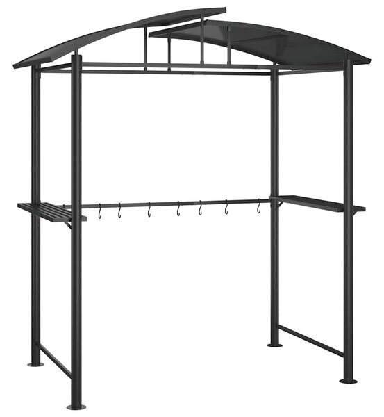 Antracit acél grillező pavilon oldalsó polcokkal 210x114x230 cm