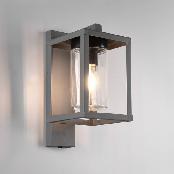 Trio Lighting Lunga kültéri fali lámpa szürkületérzékelővel, Fekete, Alumínium, Modern