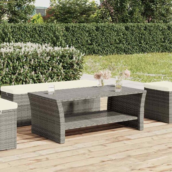 Szürke polyrattan dohányzóasztal 100 x 50 x 40 cm