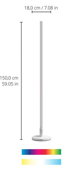 WiZ LED álló világítás Pole, hangolható fehér és színes, dimmelhető, Fehér / opál, Nappali / Étkező, Műanyag, Modern