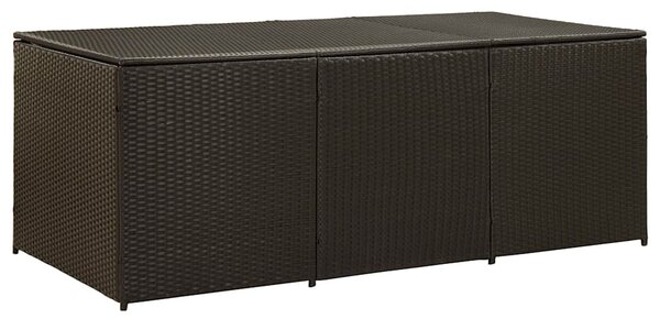 Barna polyrattan kerti tárolóláda 180 x 90 x 70 cm