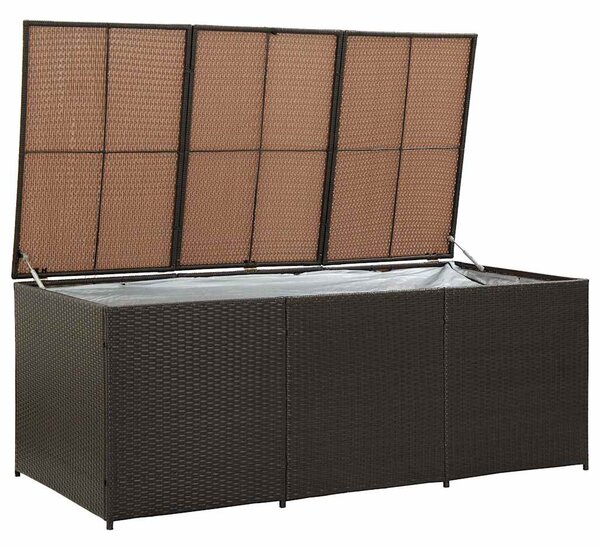 Barna polyrattan kerti tárolóláda 180 x 90 x 70 cm