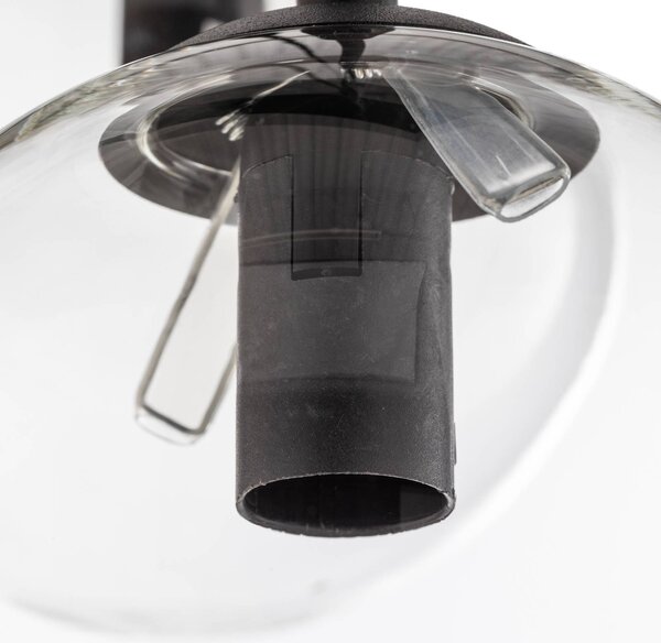 EMIBIG LIGHTING Lógó világítás Glassy, 9 izzós, fekete, grafit/borostyán/tiszta, E14, dimmelhető, Fekete, Nappali / Étkező, fém, Modern