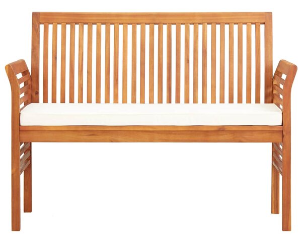 Kétszemélyes tömör akácfa kerti pad párnával 120 cm