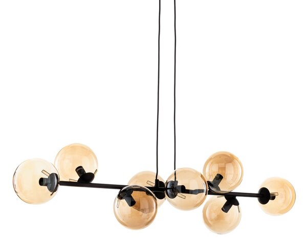 EMIBIG LIGHTING Lógó világítás Glassy, 8 izzós, fekete, borostyán, üveg, E14, dimmelhető, Fekete, Nappali / Étkező, fém, Modern