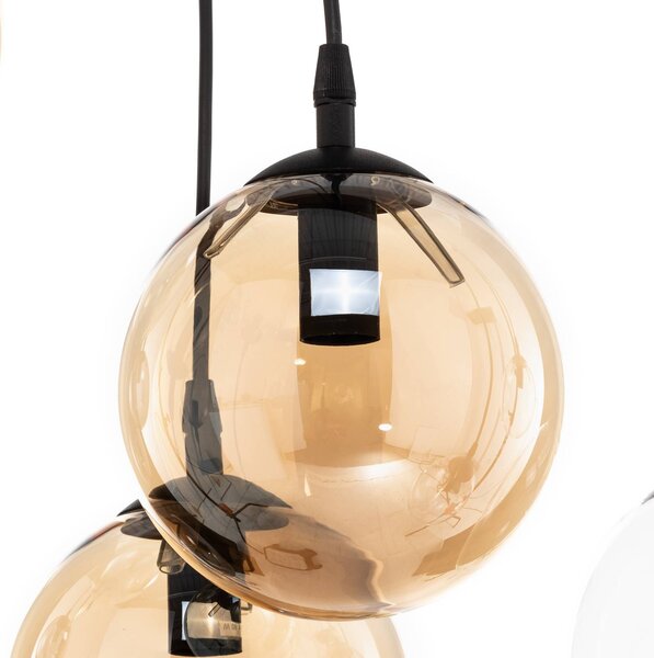 EMIBIG LIGHTING Lógó világítás Glassy, 9 izzós, fekete, grafit/borostyán/tiszta, E14, dimmelhető, Fekete, Nappali / Étkező, fém, Modern