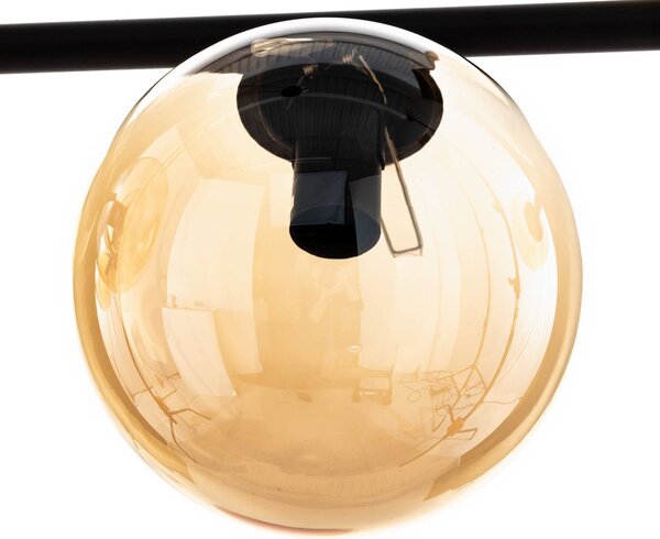EMIBIG LIGHTING Lógó világítás Glassy, 8 izzós, fekete, borostyán, üveg, E14, dimmelhető, Fekete, Nappali / Étkező, fém, Modern
