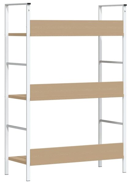3 szintes tölgyszínű szerelt fa könyvespolc 60 x 27,6 x 90,5 cm