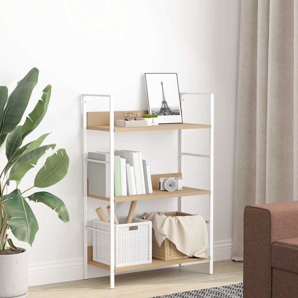 3 szintes tölgyszínű szerelt fa könyvespolc 60 x 27,6 x 90,5 cm