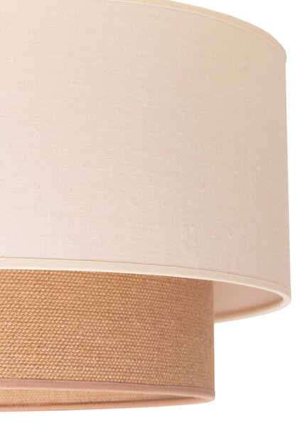 Duolla Boho függő világítás, ecru/barna, Ø 60 cm, textil, dimmelhető, Fehér / opál, Hálószoba, fém