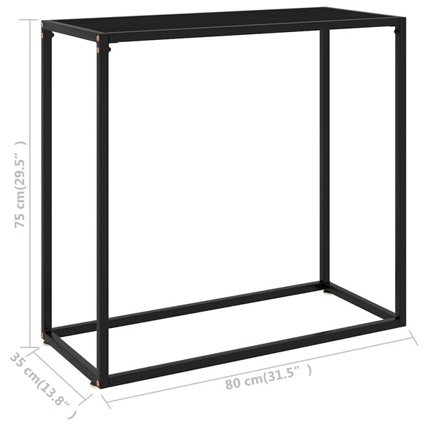 Fekete edzett üveg tálalóasztal 80 x 35 x 75 cm