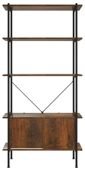 5 szintes acél és szerelt fa polc szekrénnyel 80x40x163 cm