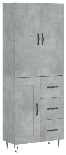 Betonszürke szerelt fa magasszekrény 69,5 x 34 x 180 cm
