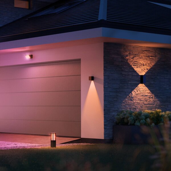 Philips Hue LED kültéri falilámpa Resonate, fekete, RGBW, IP44, dimmelhető, Fekete, Alumínium, Modern
