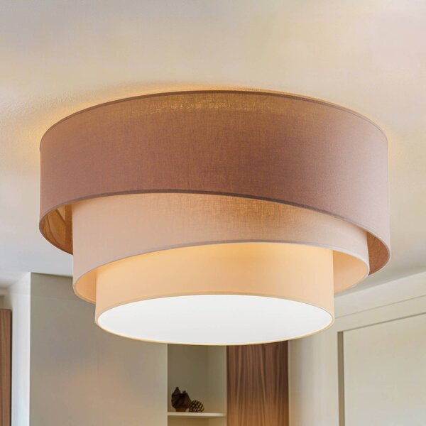 Euluna Trio Max takaró, Ø60cm, cappuccino/ecru/szürke, dimmelhető, Barna / rozsda, Nappali / Étkező, Textil / szövet / selyem, Modern