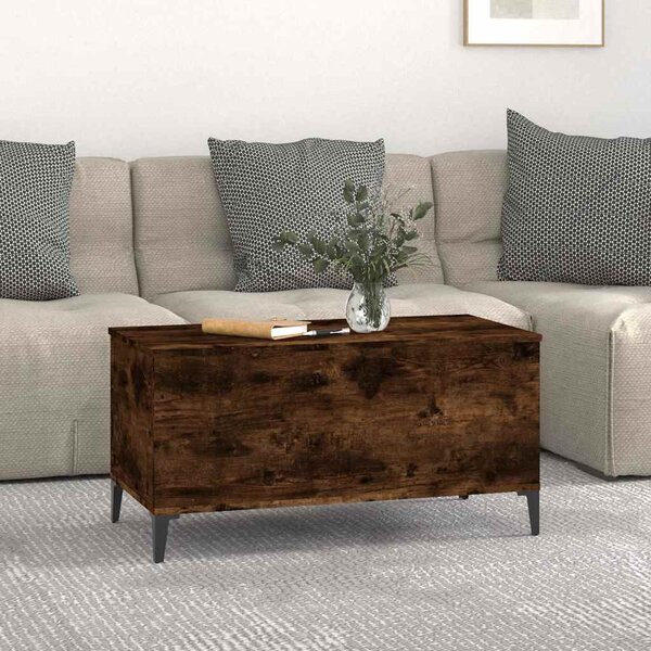 Füstös tölgy színű szerelt fa dohányzóasztal 90 x 44,5 x 45 cm