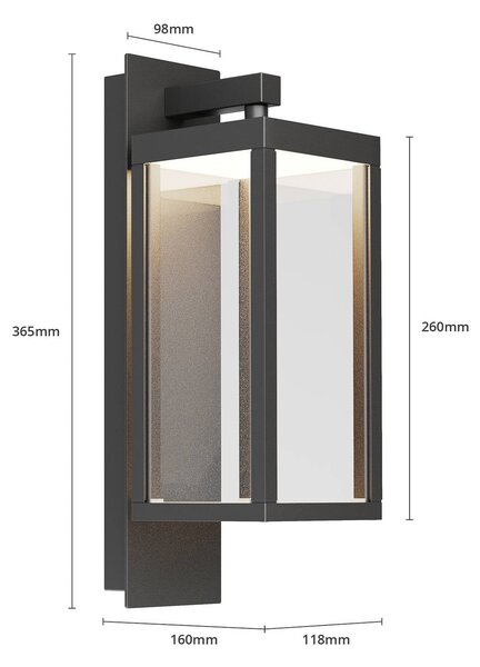 Lucande LED kültéri fali lámpa Ferdinand, 2 darabos szett, szürke, 38 cm, Alu / szürke / cink, Alumínium, Modern