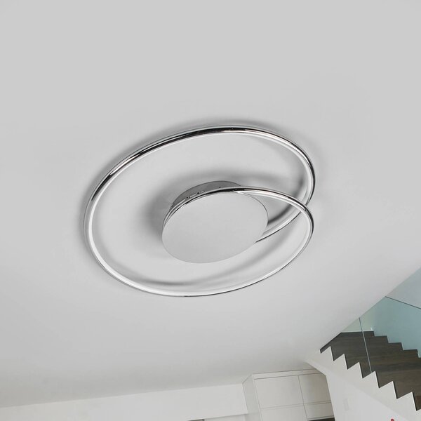 Lindby LED mennyezeti lámpa Joline, 2 darabos szett, Ø 46 cm, króm színű, Króm / ezüst, Nappali / Étkező, fém, Modern