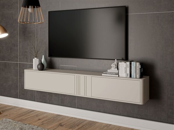 TV-állvány Oratio I, Közepes sűrűségű farostlemez, Laminált forgácslap, 30x190x31cm, Kasmír, Fekete