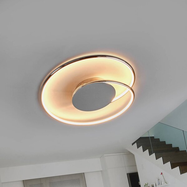Lindby LED mennyezeti lámpa Joline, 2 darabos szett, Ø 46 cm, króm színű, Króm / ezüst, Nappali / Étkező, fém, Modern