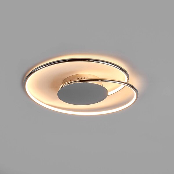 Lindby LED mennyezeti lámpa Joline, 2 darabos szett, Ø 46 cm, króm színű, Króm / ezüst, Nappali / Étkező, fém, Modern