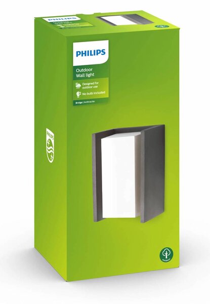 Philips myGarden Bridge fali világítás E27 antracit, dimmelhető, Fekete, Alumínium, Modern