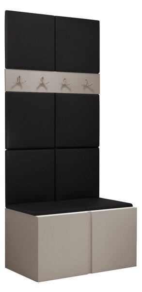 Előszoba garnitúra Pinis IV, 186x84x46cm, Kasmír, Öko-bőr, Laminált forgácslap