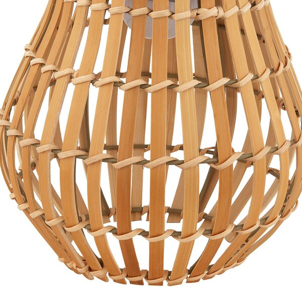 Lindby LED-es napelemes teraszvilágítás Amaria, bambusz, Ø 18 cm, dimmelhető, Világos fa, Bambusz, Vidéki otthon / Rusztikus