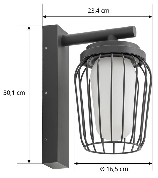 Lucande kültéri fali lámpa Chandan, 30 cm, antracit, alumínium, dimmelhető, Fekete, Alumínium, Modern