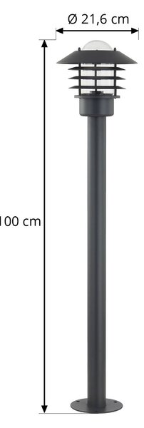 Lindby ösvényvilágítás Belmiro, vas, 100 cm magas, E27, fekete, dimmelhető, Fekete, fém, Modern