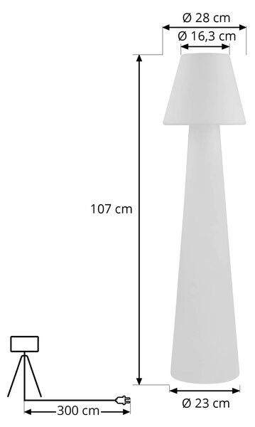 Lucande teraszvilágítás Gauri, fehér, magasság 107 cm, IP65, Fehér / opál, Műanyag, Modern