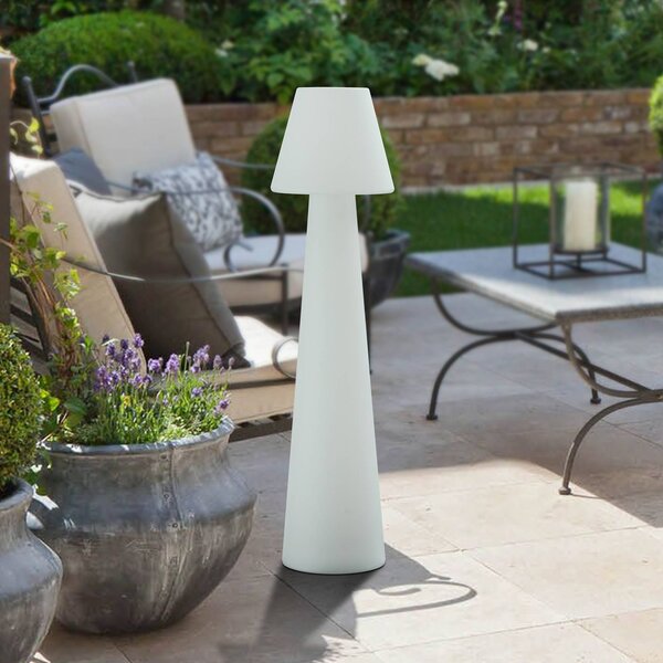 Lucande teraszvilágítás Gauri, fehér, magasság 107 cm, IP65, Fehér / opál, Műanyag, Modern