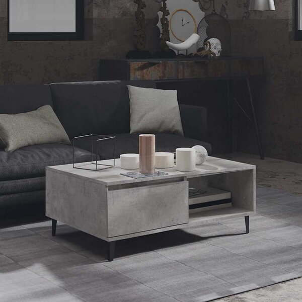 Betonszürke szerelt fa dohányzóasztal 90 x 60 x 35 cm