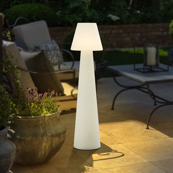 Lucande teraszvilágítás Gauri, fehér, magasság 107 cm, IP65, Fehér / opál, Műanyag, Modern