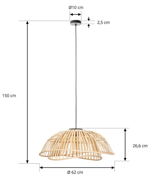 Lindby Ilajus lógó világítás, Ø 62 cm, bambusz, E27, dimmelhető, Világos fa, Nappali / Étkező, Bambusz, Skandináv