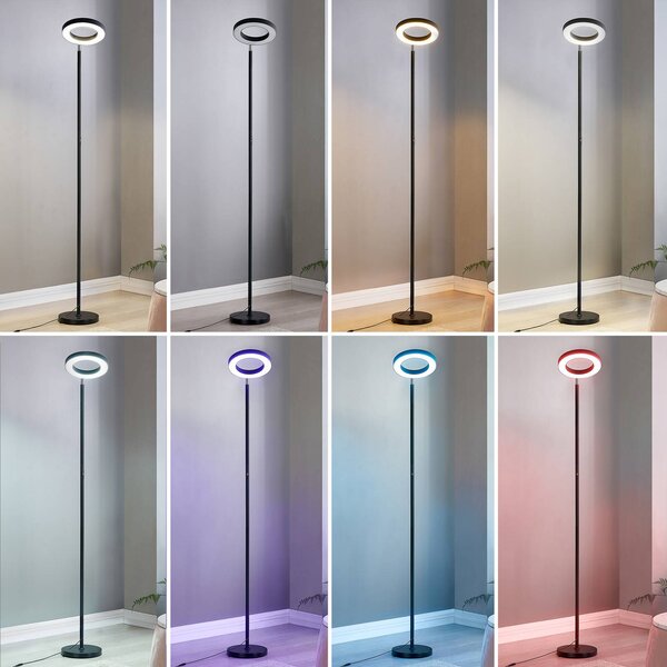 Lindby Smart LED álló lámpa Cilian, RGBW, CCT, ZigBee, Hue, dimmelhető, Fekete, Nappali / Étkező, fém, Modern